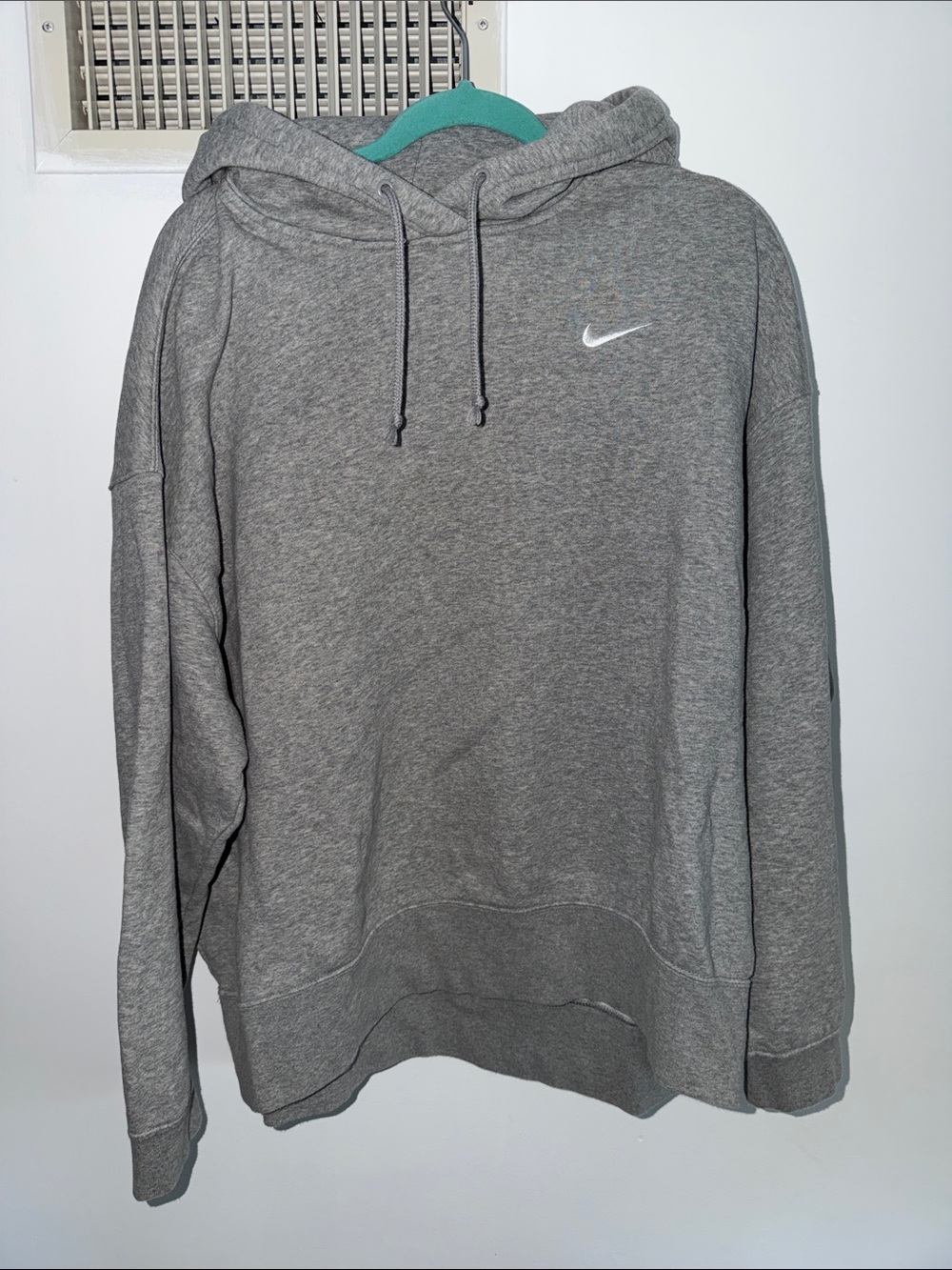 Nike Gray Heather Pullover Hoodie with White Swoosh